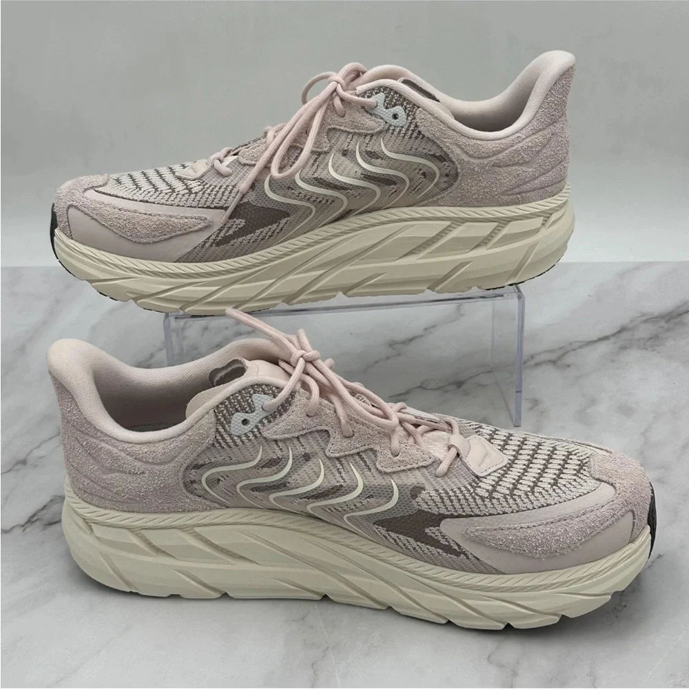 NEW Hoka One One Clifton LS Shoes Mens Size 12 Pink Cream Running Sneakers